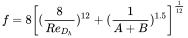 Formula for Friction Factor used in Pipe Sizer App